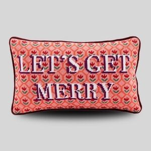 Furbish Studio Let's Get Merry Holiday Petite Needlepoint Pillow